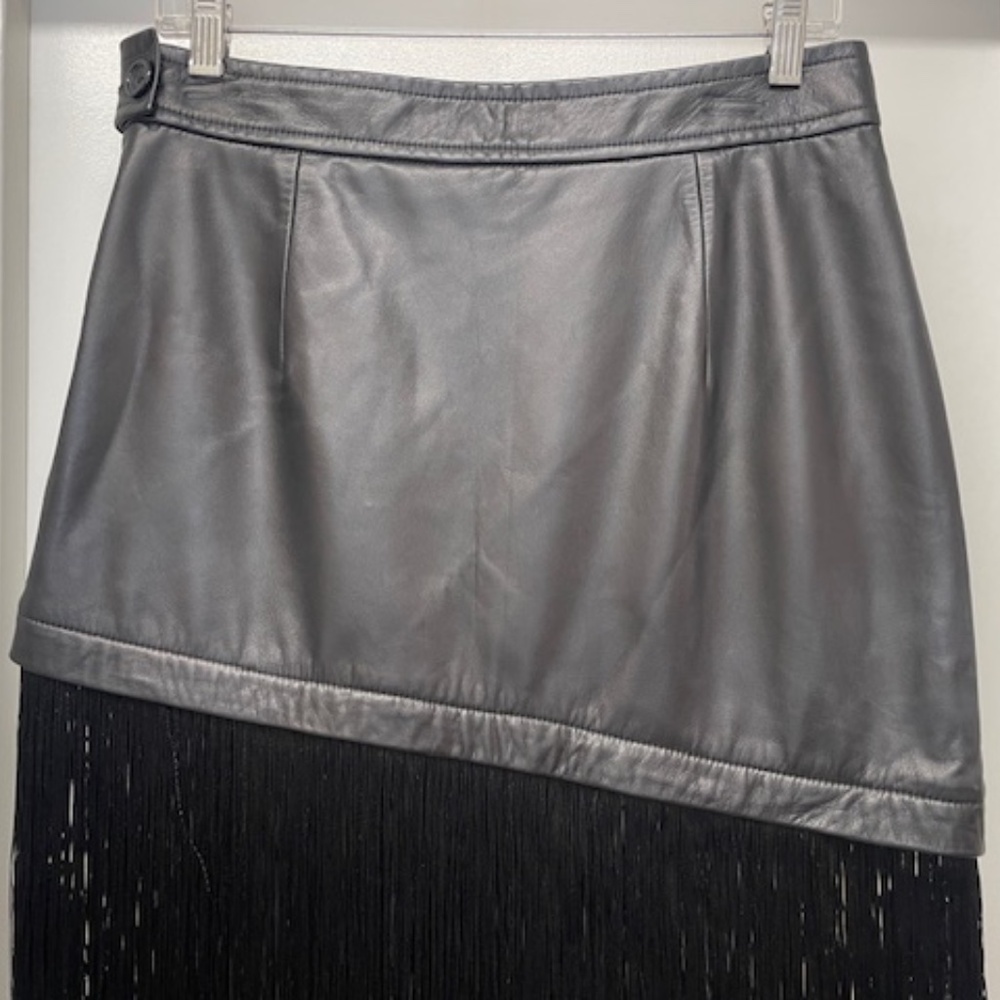 Helmet Lang Black Lamb Leather and Fringe Skirt EUC - Picture 10 of 14